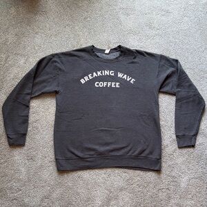 “Breaking Wave Coffee” Tultex Dark Gray Crewneck Sweatshirt, Unisex Medium